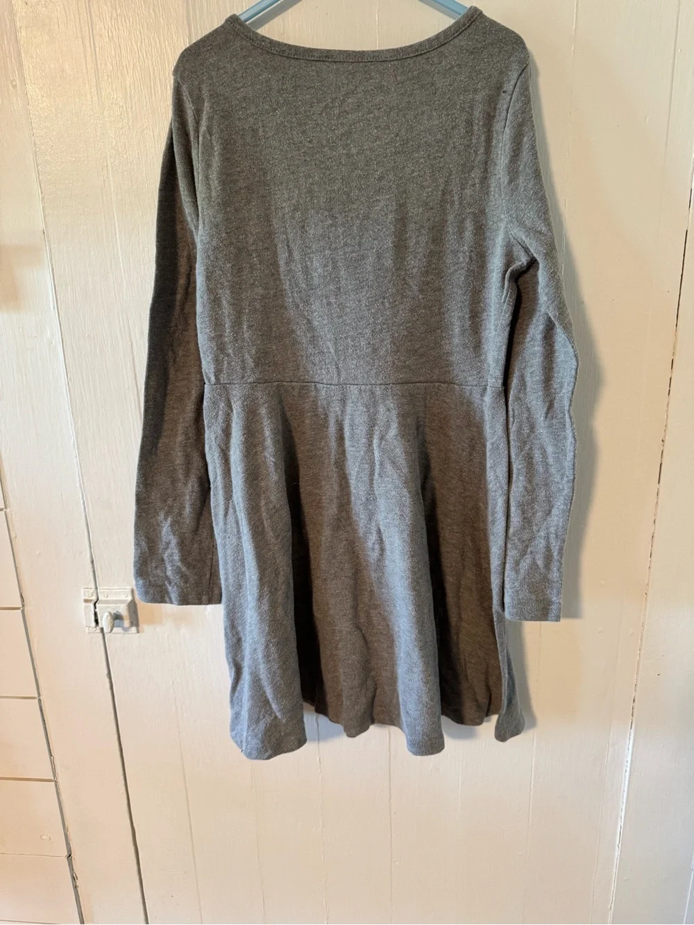 Girls' Gray Long-Sleeve Bear Graphic Dress